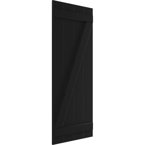 True Fit PVC Four Board Joined Board-n-Batten Shutters W/Z-Bar, Black , 21 1/2W X 70H